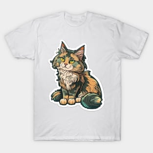 Majestic Maine Coon Cat Sticker T-Shirt